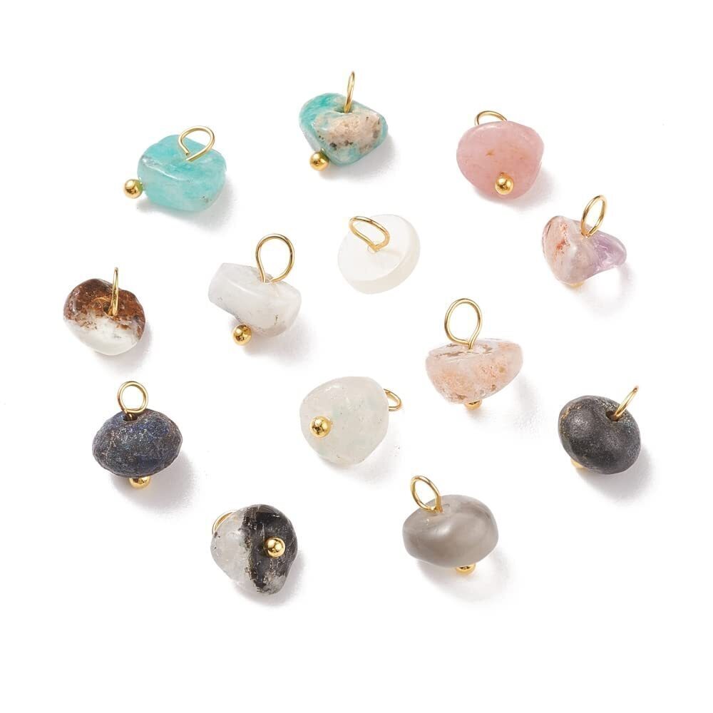 1713 100Pcs Mixed Styles Natural Stone Chrams Crystal Gemstone Pendants